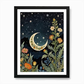 Moon And Flowers Style William Morris 34 Art Print