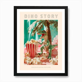 Pastel Toy Dinosaur Eating Popcorn 3 Poster Art Print