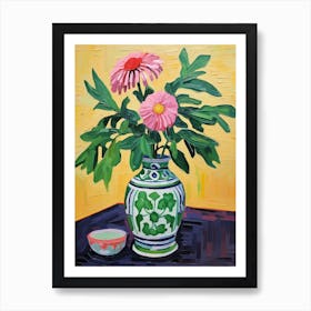 Flowers In A Vase Still Life Painting Asters 3 Art Print