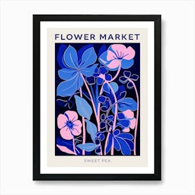 Blue Flower Market Poster Sweet Pea 1 Art Print