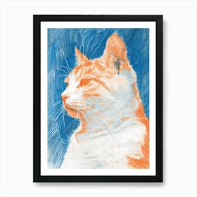 Orange And Blue Cat Art Print