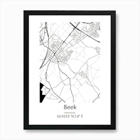 Beek En Donk,Netherlands Minimalist Map Art Print