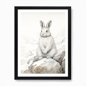 Storybook Animal Watercolour Arctic Hare 2 Art Print