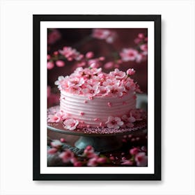 Cherry Blossoms On A Cake Art Print