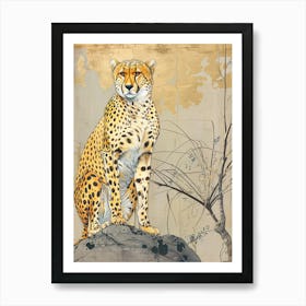 Cheetah Precisionist Illustration 1 Art Print