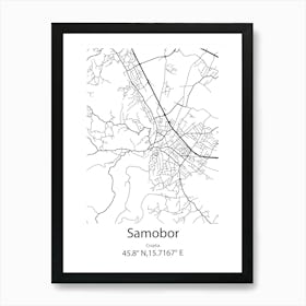 Samobor,Croatia Minimalist Map Art Print