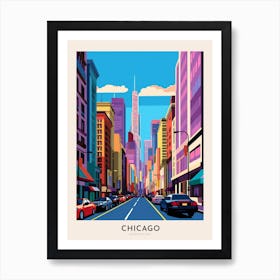 Magnificent Mile 3 Chicago Colourful Travel Poster Art Print