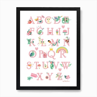Nursery Alphabet Print Pink Art Print