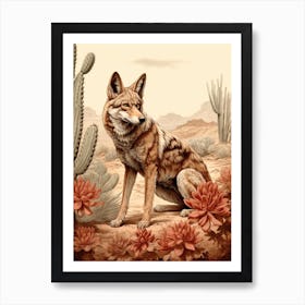 Red Wolf Vintage Style 3 Art Print