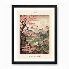 Sakura Cherry Blossom Japanese Botanical Illustration Poster Art Print