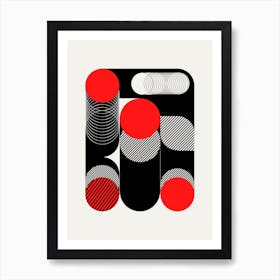 Geometrical Play With Coil And Stripes Art Print