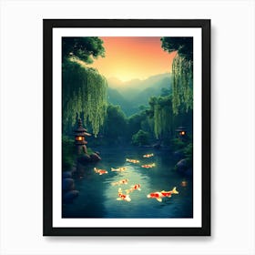 Koi Fish In The Pond Poster