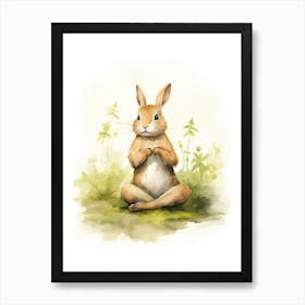 Bunny Practicing Yoga Rabbit Prints Watercolour 4 Art Print