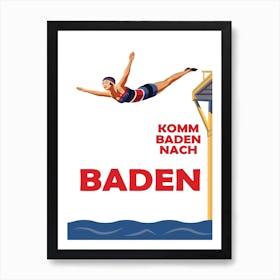 Baden Baden, Swim Girl, Germany Art Print