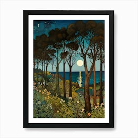 William Morris Moonlight In The Woods 104 Art Print