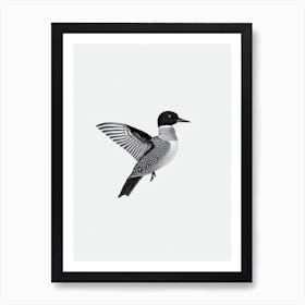 Loon B&W Pencil Drawing 2 Bird Poster