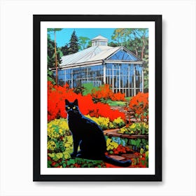 A Painting Of A Cat In Gothenburg Botanical Garden, Sweden In The Style Of Pop Art 04 Art Print