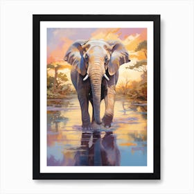 Elephant In The Water Art Print