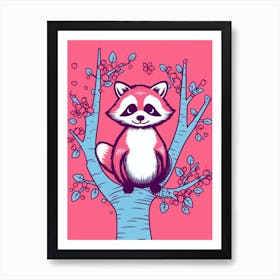 Pink Raccoon In A Tree  Art Print