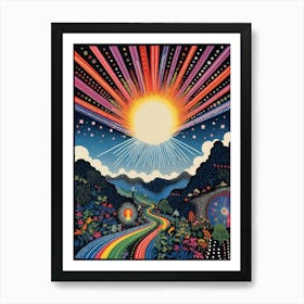 Sky Art Space Freedom Nature Surreal Colorful Human Landscape Cloud Sun Sunshine Sunrays Whimsical Art Print