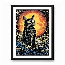 Nebula Pawscape, Psychedelic Cats series Art Print