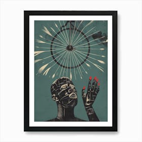 African Man With A Bicycle Art Print