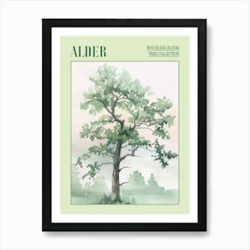 Alder Tree Atmospheric Watercolour Painting 3 Poster Art Print