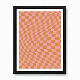 Checkered Twist Pink And Mustard Art Print