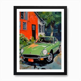 Datsun 240z Vintage Car Matisse Style Drawing Colourful 2 Art Print