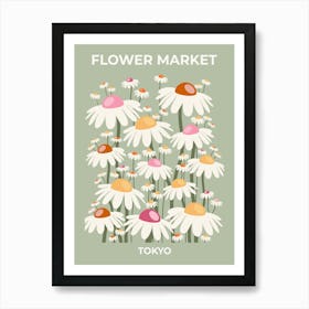 Flower Market Tokyo Sage Green Art Print