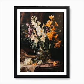 Baroque Floral Still Life Freesia 3 Art Print