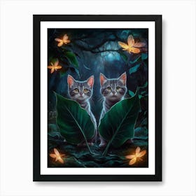 Two Cats In The Forest 3 Art Print