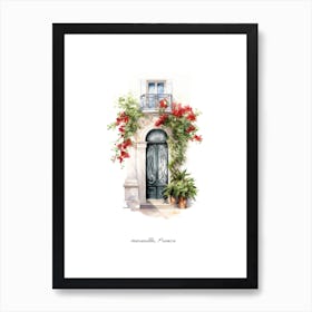 Marseille, France   Mediterranean Doors Watercolour Painting 1 Poster Art Print