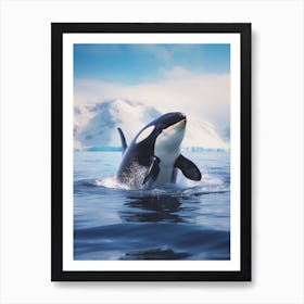 Icy Blue Realistic Photography Orca Whale 2 Art Print