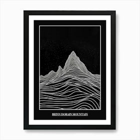 Beinn Dorain Mountain Line Drawing 8 Poster Art Print