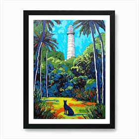 A Painting Of A Cat In Royal Botanic Gardens, Melbourne Australia In The Style Of Pop Art 02 Art Print