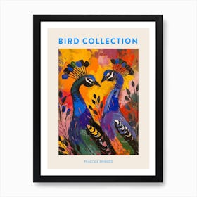 Two Peacocks Colourful Painting 1 Poster Art Print