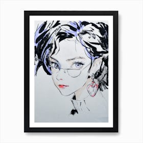 Girl With Glasses Art Print