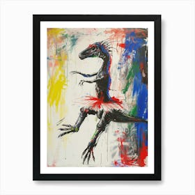 Abstract Dinosaur Wild Brushstrokes Dancing 2 Art Print