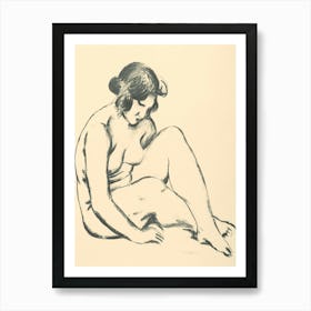 Sitting Female Nude, Mikuláš Galanda Art Print