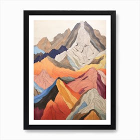 Mount Logan Canada 2 Colourful Mountain Illustration Art Print