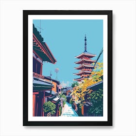 Senso Ji Temple Tokyo 4 Colourful Illustration Art Print