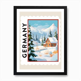 Retro Winter Stamp Poster Bavaria Germany 2 Art Print