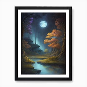 Moonlight In The Forest Art Print