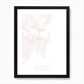 Sydney Australia Light Pink Minimal Street Map Art Print