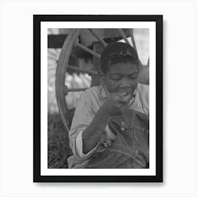 A Boy Eating Lunch By Wagon In Sugarcane Field Near New Iberia, Louisiana By Russell Lee Art Print