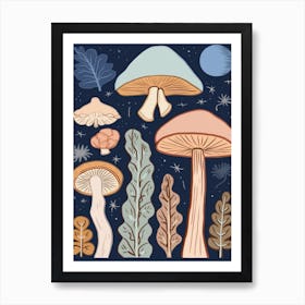 Magic Spring Mushrooms Illustration 4 Art Print