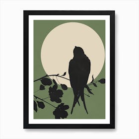 Swallow In The Moonlight 1 Art Print