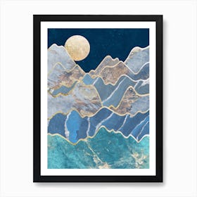 Moonlit Mountains Art Print