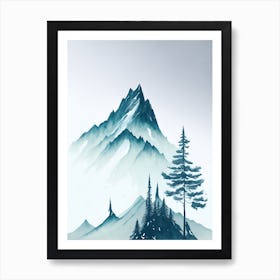 Mountain And Forest In Minimalist Watercolor Vertical Composition 249 Art Print